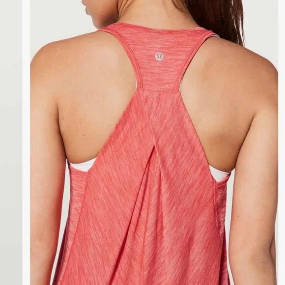 Lululemon Heathered Red Orange Essential Tank Top Womens Size 2 - Picture 4 of 10